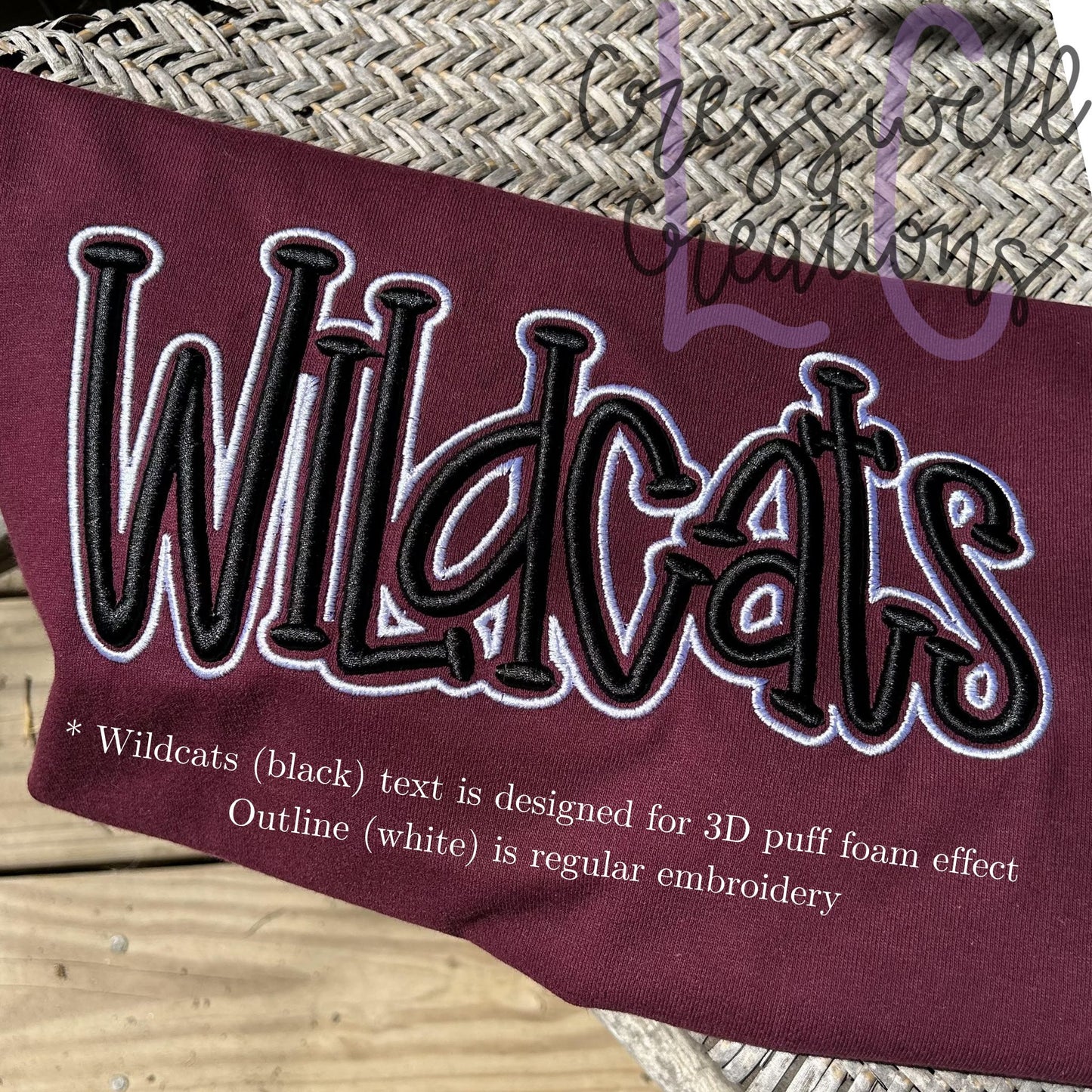 Wildcats 3D Puff  Machine Embroidery Design