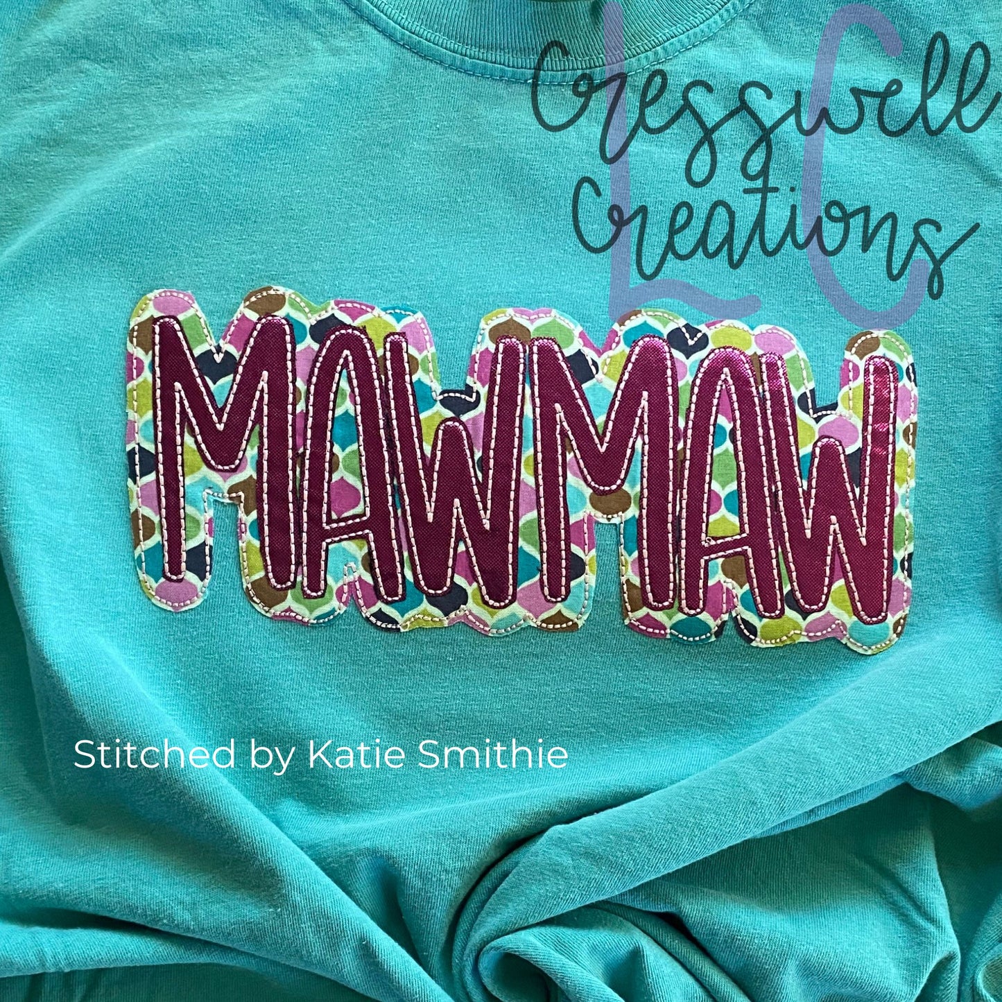Mawmaw Bean Stitch Double Applique Machine Embroidery Design