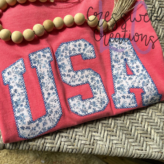 USA Diamond Stitch Applique Embroidery Design