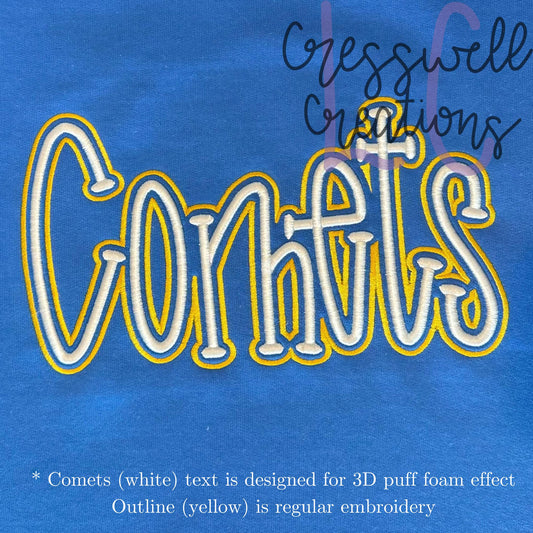 Comets 3D Puff  Machine Embroidery Design