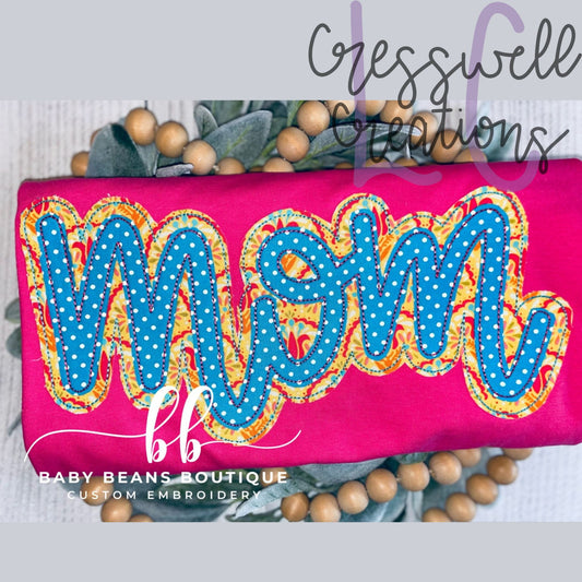 Mom Bean Stitch Double Applique Machine Embroidery Design